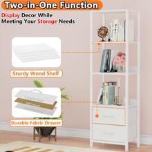 Satifur Storage Rack With Drawers, Wooden High Display Vertical Bookshelf, Vertical Kitchen Storage Rack, Bedroom, Living Room, Office, Bathroom - màu đen - Xem 9