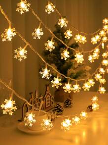 Guirlande Lumineuse Flocon De Neige 1.5m/10 Led, 3m/20 Led, 6m/40 Led, Décoration De Noël