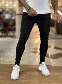 Men's Black Ripped Jeans - màu đen - Xem 1