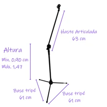Tripé Suporte de Microfone Girafa com Cachimbo Premium Saty - Preto - Visão 2