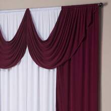 Paris Curtain 3.00 X 2.80 Living Room Bedroom Balcony Door Mesh Simple Rod Colorful Band White Background - 酒紅色 - 查看 2