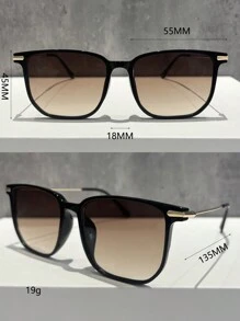 1 pieza Gafas de marco cuadrado delgado, accesorio de moda empresarial para hombres - Marco negro doble té - Ver 4