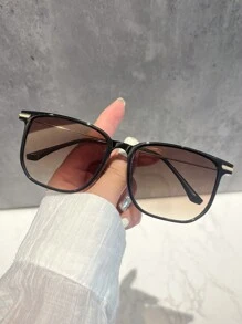 1 pieza Gafas de marco cuadrado delgado, accesorio de moda empresarial para hombres - Marco negro doble té - Ver 2