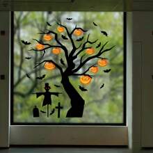 New Favorite For Halloween Party Decorations! 45.5" X 47.2" Large Area Glass Stickers - Static Adhesion, Halloween Props, Mall Window Decals - P-WS011-XXL-115*120 - 查看 1