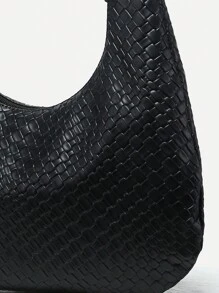1pc Women's Retro Minimalist Casual Faux Leather Woven Texture Large Capacity Shoulder Bag, Suitable For Outings, Dates, Commuting