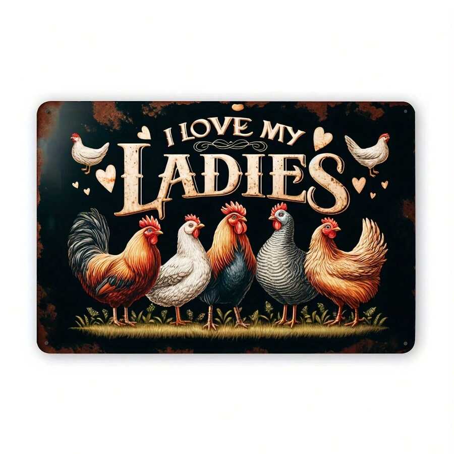 Biển thiếc kim loại vui nhộn cổ điển "I Love My Ladies", 20x30 Cm - Nghệ thuật treo tường mới lạ theo phong cách cổ điển cho gia đình, phòng, phòng tắm, quán bar, quán cà phê, nhà để xe, đồ trang trí trang trại, dụng cụ thủ công & vật dụng - nhiều màu - Xem 1