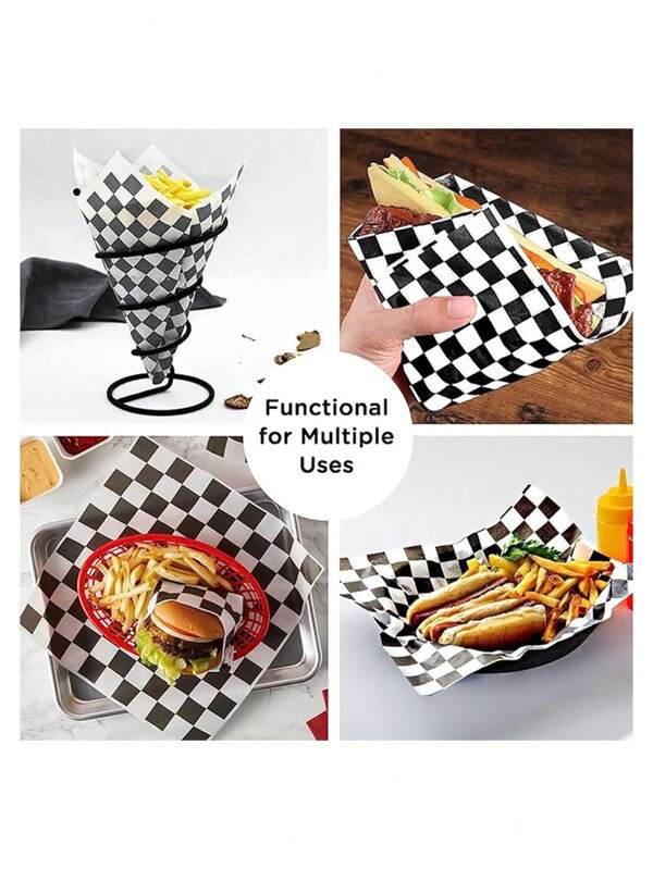 40/50/100cs Checkered Wrapping Paper Greaseproof Sandwich Wrapping Paper, Baking Wrapping Paper Deli Paper, Checkered Dry Wax Deli Paper, Checkered Hamburger Paper, Deli Wax Paper Wrapping Paper