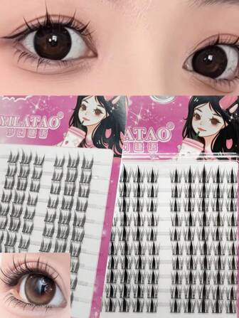 2 Packs Cat Ear And Rabbit Ear Style False Eyelashes, DIY Upper Lashes For Various Occasions Lash Clusters, Eyelash Clusters, Individual Eyelashes, Lashes, Fake Lashes