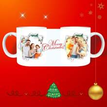 定制圣诞马克杯，个性化陶瓷咖啡杯，带有图像、文字、名称和定制礼物，11 盎司/325 毫升双面印刷白色陶瓷杯 - 白色 - 查看 15