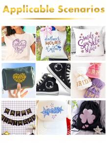 12pcs/Set Multi-Color Series Glitter Vinyl Lettering Film, 10inch X 12inch Laser DIY Pattern Heat Transfer Printing Apparel Accessory
