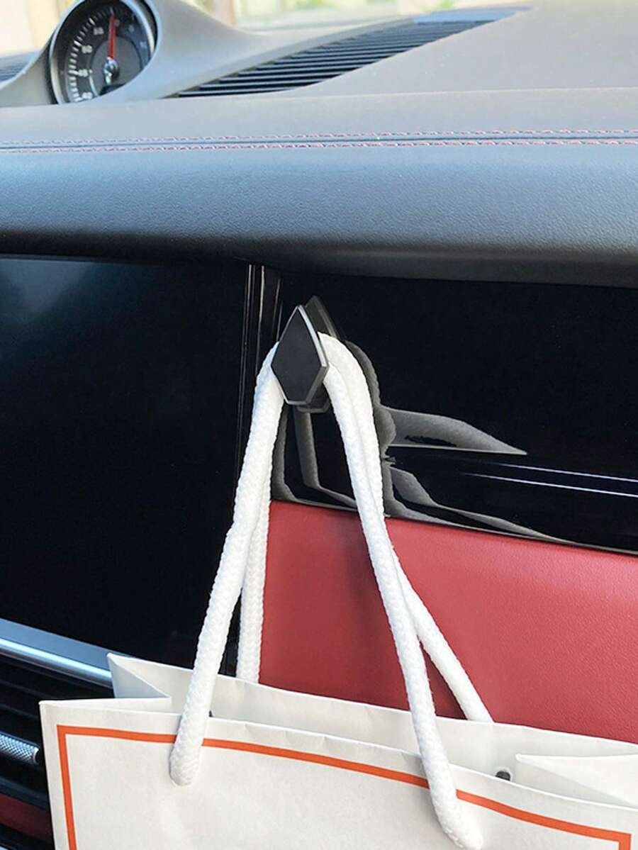 2 个钻石形隐形小挂钩，多用途无缝粘合塑料车用挂钩 - 黑色 - 查看 1