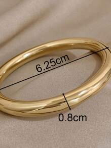 1pc Minimalist Stainless Steel Bracelet For Women Elegant And Classic Stackable Bracelet For Daily Party Christmas Jewelry - Thick Plain Ring - View 10