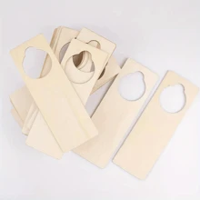 10/20pcs Unfinished Wooden Door Hanger Signs For DIY Crafts And Hotel Office Home Decor - Blank Wooden Door Handle Tags For Customization And Decoration - Doorplate - View 5