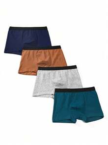 4 件装 Tween 男童拼色休闲平角内裤 - 彩色 - 查看 2