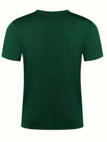 Men's Round Neck T-Shirt With Airport And Airplane Print Casual Short Sleeve Top 100% Cotton New Arrival - 軍綠色 - 查看 4