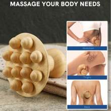 木疗按摩工具 Maderoterapia 套件木质按摩滚轮绳索工具套件塑身工具用于放松肌肉 - 杏色 - 查看 2