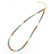 1 pieza Collar de mujer de cuentas hechas a mano con piedras naturales coloridas de estilo elegante y bohemio, con broche de langosta chapado en oro cobre, como regalo de verano para ella, mejor amiga