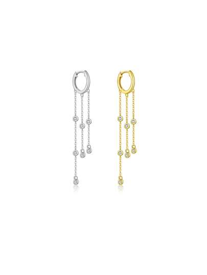 ANDYWEN 1 pieza Pendientes de cadena larga de plata esterlina 925 de lujo con colgante de circonita cúbica, adecuado para ocasiones formales y uso en bodas de mujeres