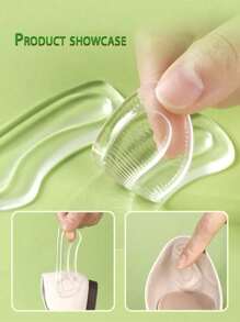 2pcs Unisex Transparent Silicone Heel Cushion Pad, Comfortable Insole Shoe Accessories - Clear - View 5
