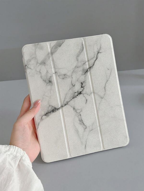 علبة واقية لجهاز iPad من النوع البسيط ذات نقشة رخام أسود وأبيض مقاومة للصدمات من مادة TPU الناعمة ، متوافقة مع iPad Mini 6/9.7/10.2/10.5/Air 4/Air 5/10th/10.9/Pro 11"/Air 11(M2)/Pro 11(M4) 2024