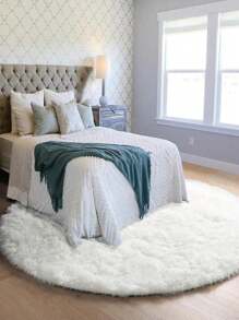 One High-End Fashionable, Simple, Atmospheric, Comfortable, And Soft Silk And Knitted Round Carpet For Living Room, Bedroom, Study - Beige - View 2