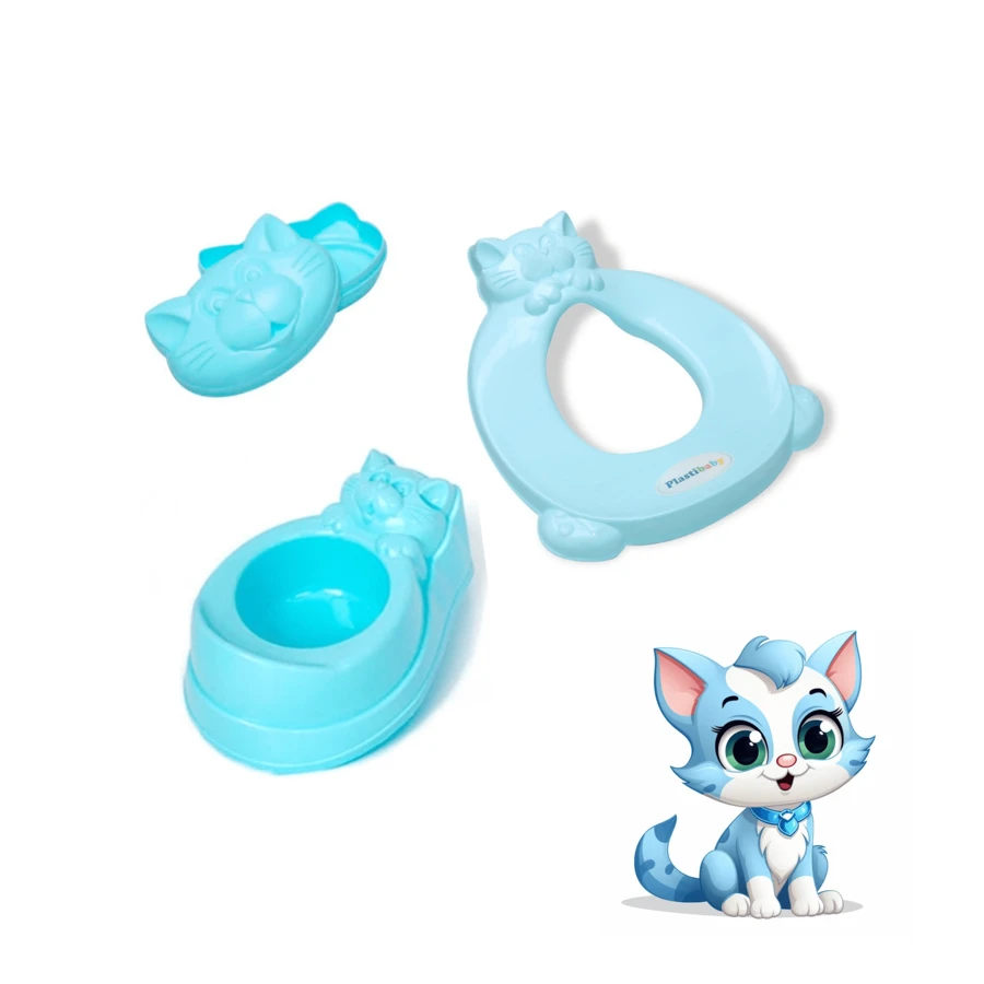 Potty Training Kit With Potty Seat Reducer And Soap Dish - Blue Kitten - 淺藍色 - 查看 1