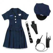 Conjunto de disfraz de oficial de policía para niña - Azul Marino - Ver 4