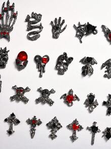 240Pcs/Box New Halloween Nail Jewelry Decor Alloy Set, Skull, Spider, Bat Design Nail Supplies Nails Nail Charms Nail Gems