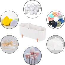 Organizador de herramientas de maquillaje, dispensador de clips de plástico para bastoncillos, clip transparente para bolas y bastoncillos de algodón, frasco de baño de 3 compartimentos, bastoncillos de algodón, bolas de algodón, organizador multiusos de cajones para almohadillas de algodón