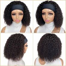 200% High Density Headband Wig Kinky Curly Headband Wig Human Hair Short Kinky Curly Wig 200% Density Scarf Wig - SNatural - View 6