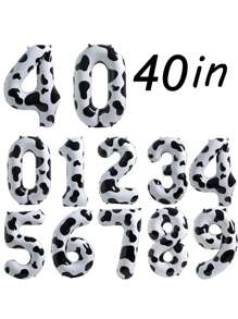 1 quả bóng bay in số hình con bò bằng màng nhôm 40 inch có họa tiết sọc đen trắng, số từ 0 đến 9, dùng để trang trí tiệc sinh nhật, kỷ niệm và tiệc độc thân, Giáng sinh - trắng - Xem 5