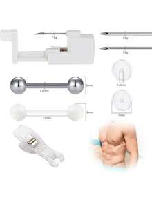 AVYRING 1SET Belly Button Piercing Needles Gun Set Body Piercing Set For Lip Tongue Ear Nose Safe Piercing Gun Kits Body Piercing Needle Tool Kits Set For Women Men/Belly Button Piercing Kit - Multicolor - View 6