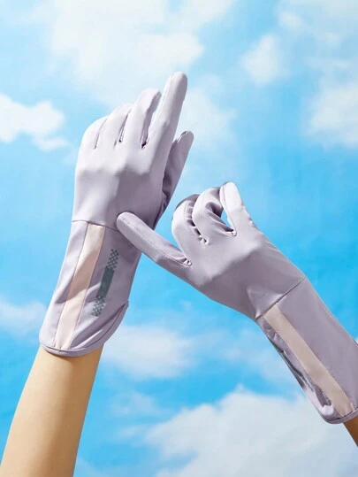 1對女性防紫外線、防滑、透氣、專業冰絲、半指戶外手套,適合開車、騎車,帶有蓋子