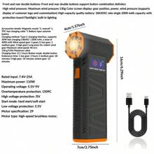 Ventilador turbo portátil de enfriamiento rápido - 130,000 RPM, de mano y ultra potente - Eliminador de polvo y nieve, encendedor de carbón para barbacoa, ideal para aventuras al aire libre - Negro y amarillo - Ver 10