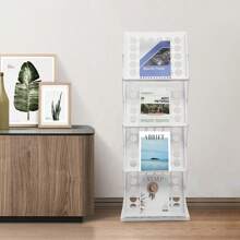 HOHOBLA LOYALHEARTDY-BTG Foldable Magazine Display Rack Portable 4-Tier Book Display Stand Folding Metal Newspaper Brochure Literature Flyer Display Stands Holder For Home Office Retail Store, White[Best Gift For Family&Friends] - White - View 6