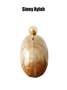 全新纯色不对称亚克力女士手拿包，异国风情晚宴包，适合派对、海滩、婚礼、单肩和斜挎包、化妆包 - 咖啡棕 - 查看 5