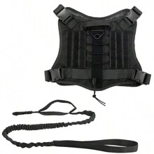 2 件套狗背带和牵引绳套装，带手柄的 Molle 背心，适用于工作犬，带钩环面板，适合小型、中型、大型犬散步、远足训练 - 彩色 - 查看 6