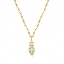 VKHK 1 chiếc vòng cổ mặt dây chuyền trang trí bằng đồng mạ vàng 14K Cubic Zirconia sang trọng, phù hợp cho phụ nữ mặc hàng ngày và mặc trong đám cưới, làm quà tặng - Vàng - Xem 3