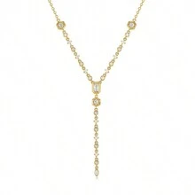 VKHK 1 chiếc vòng cổ mặt dây chuyền trang trí bằng đồng mạ vàng 14K Cubic Zirconia sang trọng, phù hợp cho phụ nữ mặc hàng ngày và mặc trong đám cưới, làm quà tặng - Vàng - Xem 5