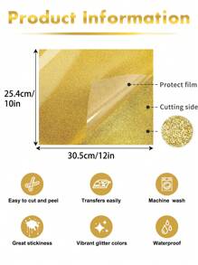12pcs/Set Multi-Color Series Glitter Vinyl Lettering Film, 10inch X 12inch Laser DIY Pattern Heat Transfer Printing Apparel Accessory