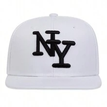 1Piece Men NY Letter Embroidered Hip Hop Hat Outdoor Adjustable Sunscreen Leisure Hat Spring Autumn Travel Tourism Beach Vacation - 白色 - 查看 2