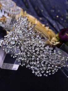 1 pieza Diadema de novia elegante hecha a mano con cristales, accesorio para el cabello de boda/dama de honor, regalo de vacaciones, accesorio del Día de San Valentín