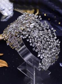 1 pieza Diadema de novia elegante hecha a mano con cristales, accesorio para el cabello de boda/dama de honor, regalo de vacaciones, accesorio del Día de San Valentín