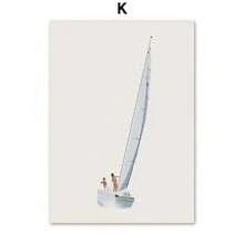 1 件简约海滩海洋花卉墙壁艺术帆船帆布画游泳池海报和印刷品图片适用于客厅装饰无框架 - 彩色 - 查看 18