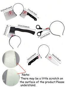 1~4Pcs Halloween Blood Ax Saws Knife Headband Fake Weapon Hair Hoop For Halloween Masquerade Party Hair Accessories Cosplay Props,Christmas - Multicolor - View 5