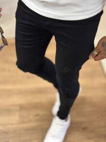Men's Black Ripped Jeans - màu đen - Xem 4