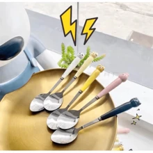 Children's And Adult's Cutlery Set 3pcs Assorted Animals For Travel Durable Portable Lunch Box With Case Children's Cutlery Set Kit Kids Spoon Fork - 粉色 - 查看 2