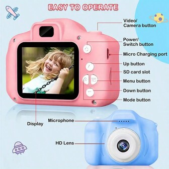 1pc Children Digital Camera With Selfie Function, Video Recording, USB Charging, Kids Holiday Gift