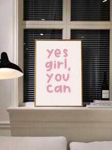 1幅“Yes Girl, You Can”励志名言帆布海报，无框，适合卧室和客厅装饰 - 彩色 - 查看 4