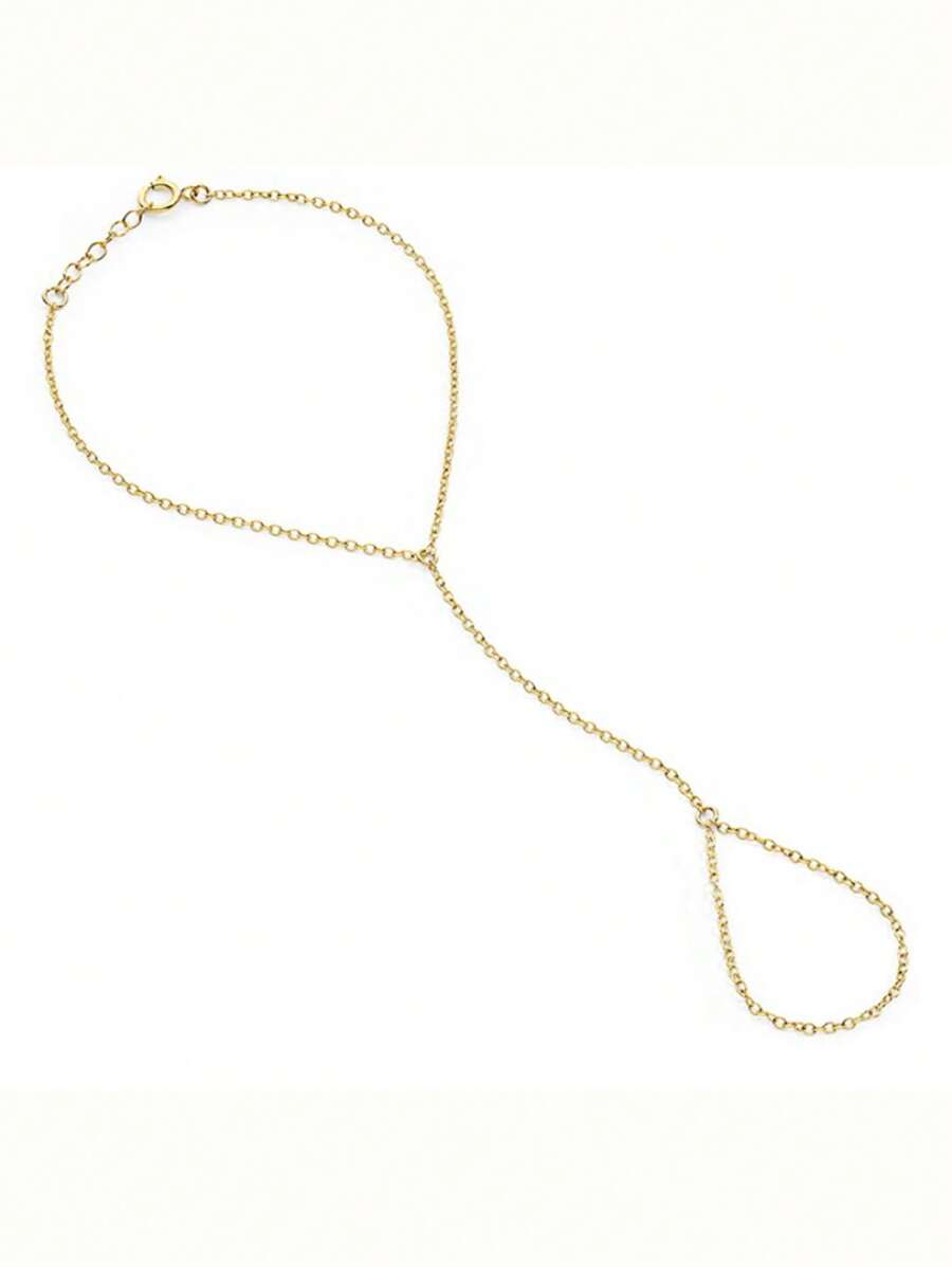 1pc 18k Stainless Steel Circle Link Finger Chain Hand Chain SHEIN